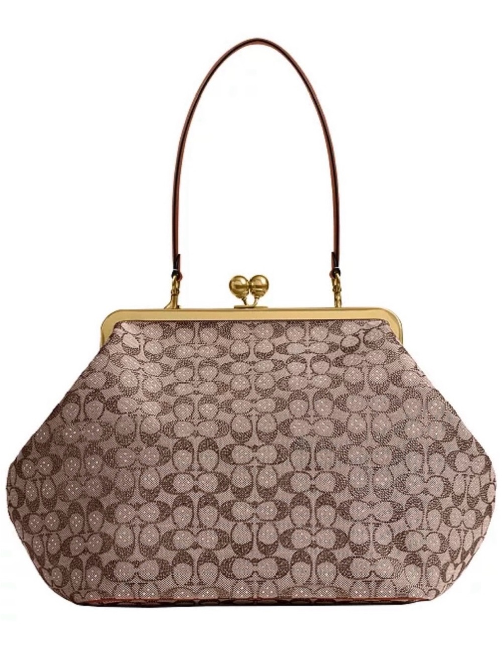 Authentic COACH Kisslock Large Crystal Signature Jacquard Frame Bag